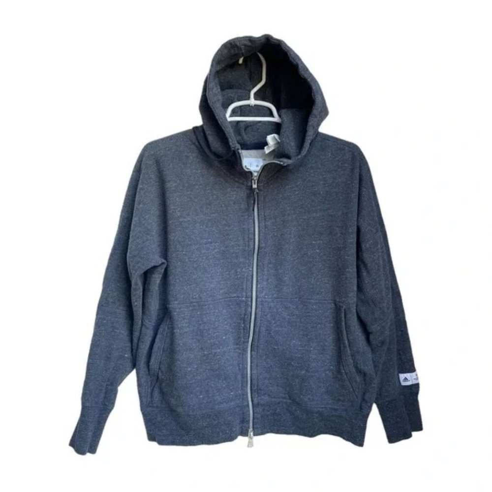 Adidas Reigning Champ Heathered Blue Long Sleeve Zip Up Hoodie Sweatshirt Large